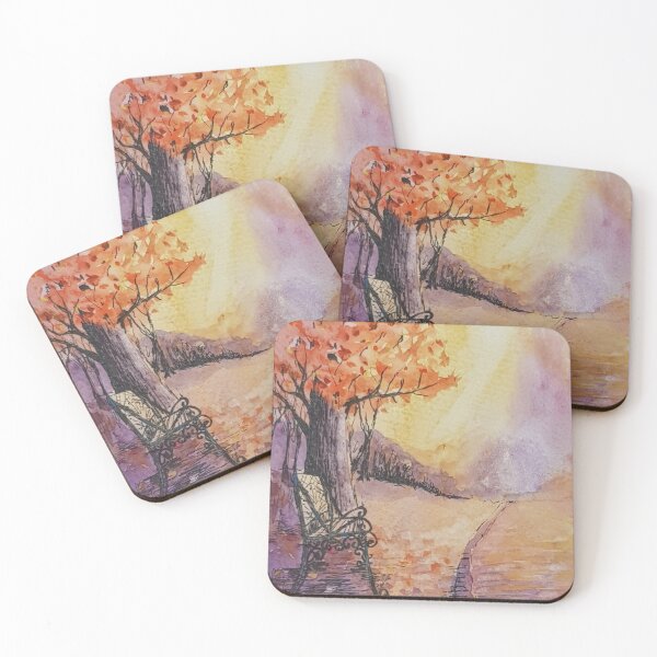 Item preview, Park bench in autumn/Fall designed and sold by Vicky Dolan Art.