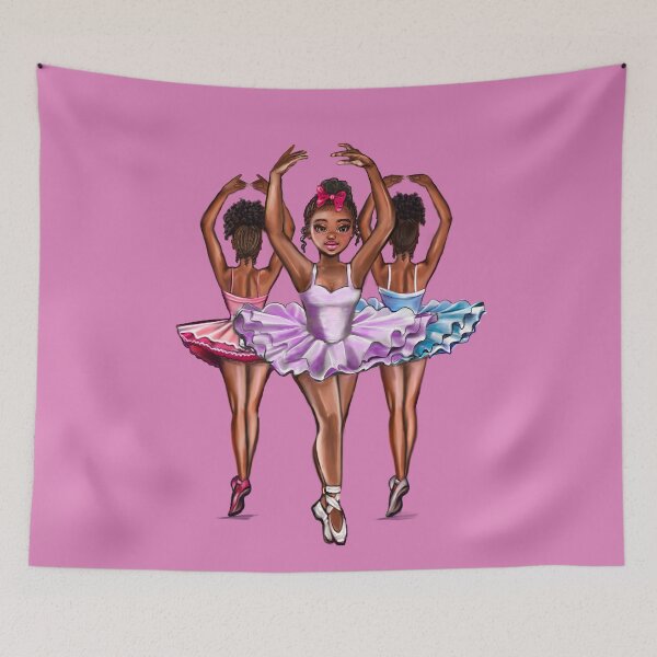 Item preview, African American, Black ballerina girls with corn rows dancing 6 !  This black girl loves dance Afro hair dark brown skin tutu. Love Ballet designed and sold by Artonmytee.