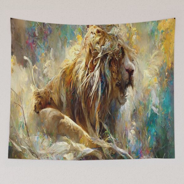 Item preview, Lion in Front of Waterfalls designed and sold by AmazinfArt.