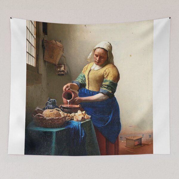 Item preview, The Milkmaid (ca. 1660) by Johannes Vermeer designed and sold by VintageArtRepro.