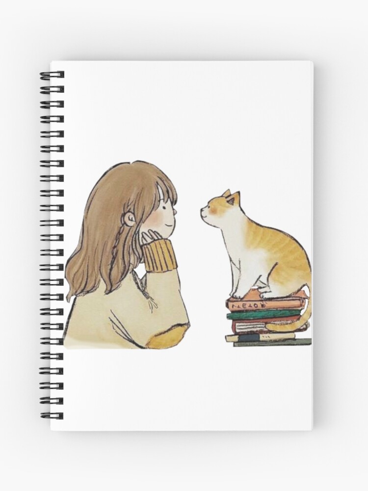 Anime Notebooks Girls, Notebook Spiral Cat Book