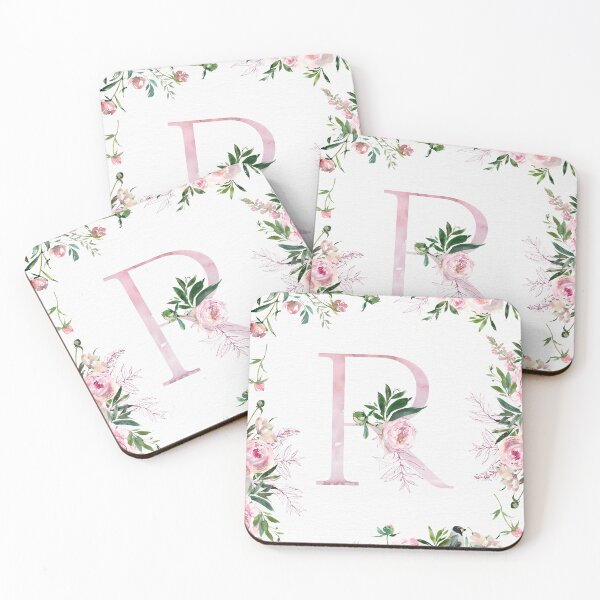 Item preview, Letter R Pink Peony Flower designed and sold by WildAliceArt.