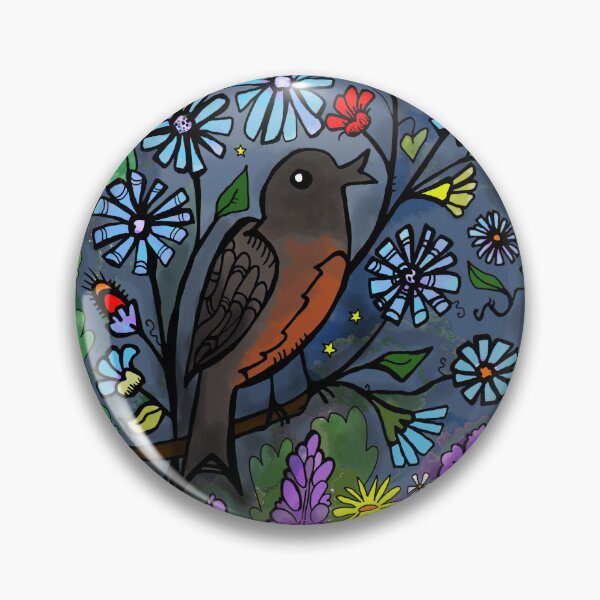 Item preview, Robin with Wildflowers and Pansies designed and sold by Amy Chace.