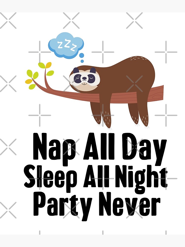 Sticker: Nap All Day Sleep All Night Party Never Sloth - by Nation