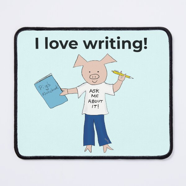 Item preview, I love writing! Left handed writer.  Introverts in blue, writing designed and sold by PiggingJapan.