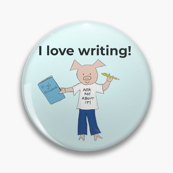 Item preview, I love writing! Left handed writer.  Introverts in blue, writing designed and sold by PiggingJapan.
