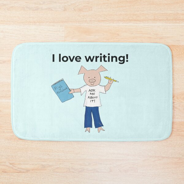 Item preview, I love writing! Left handed writer.  Introverts in blue, writing designed and sold by PiggingJapan.