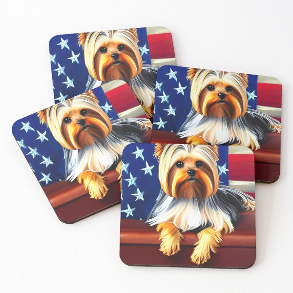 Item preview, Yorkshire Terrier, American Staffy, US Flag Background designed and sold by GwendolynFrost.