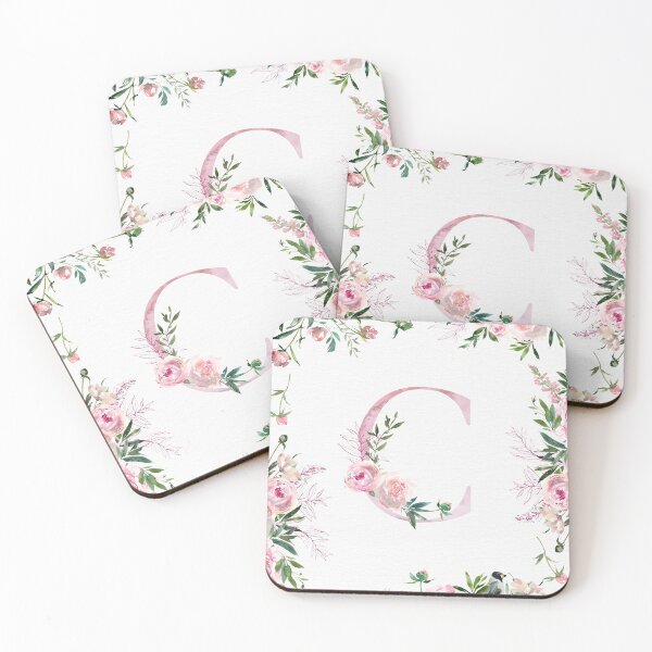 Item preview, Letter C Pink Peony Flower designed and sold by WildAliceArt.