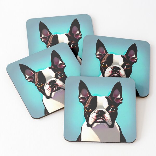 Item preview, Boston Terrier Portrait on Blue designed and sold by blackdogshop.