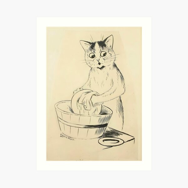 Vintage Louis Wain Geisha Cat Art Board Print for Sale by TeeARTHY