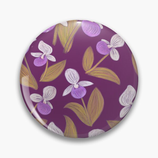 Item preview, Showy Lady Slippers Seamless Pattern - Retro & Byzantium Purple designed and sold by EcoElsa.