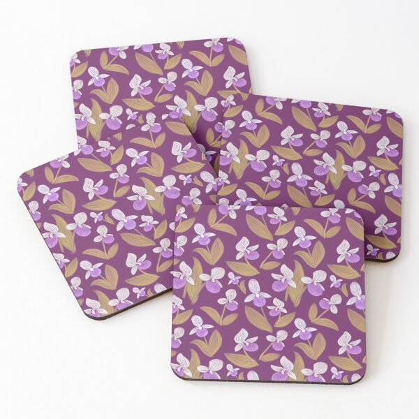 Item preview, Showy Lady Slippers Seamless Pattern - Retro & Byzantium Purple designed and sold by EcoElsa.