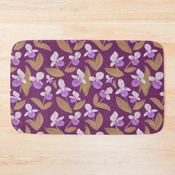 Item preview, Showy Lady Slippers Seamless Pattern - Retro & Byzantium Purple designed and sold by EcoElsa.