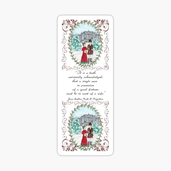 Christmas at Pemberley Pride and Prejudice Jane Austen Bookmark Sticker