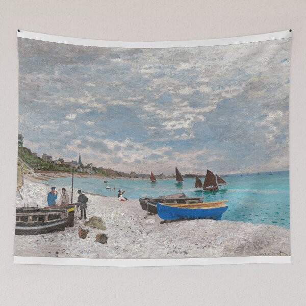 Aperçu de l'œuvre Claude Monet La Plage de Sainte-Adresse (1867) créée et vendue par VintageArtRepro.