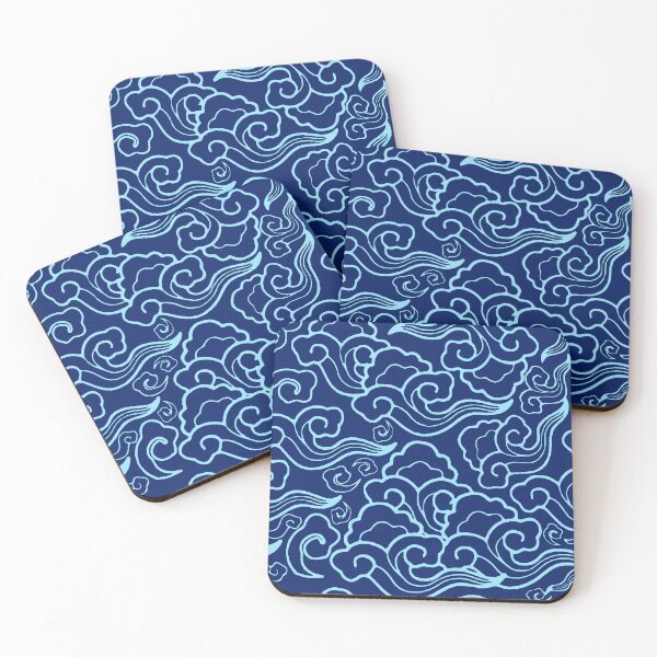 Item preview, Vintage Japanese Clouds, Cobalt and Sky Blue designed and sold by Marymarice.