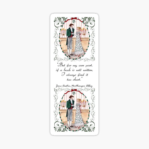 Christmas Mistletoe Ball Jane Austen Bookmark Sticker