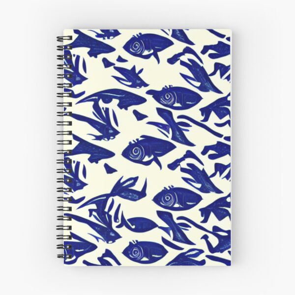 Item preview, blue fish patterns designed and sold by ArteEterno.