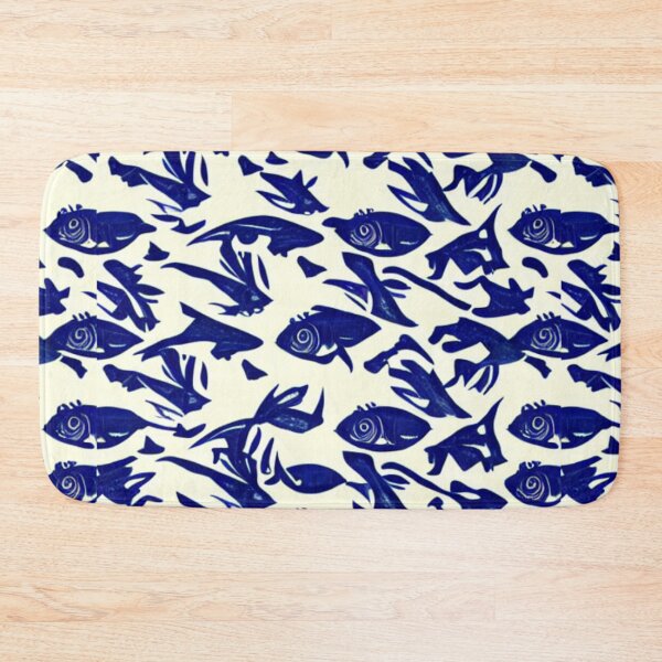 Item preview, blue fish patterns designed and sold by ArteEterno.