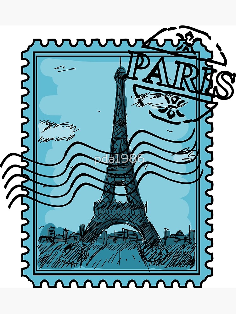 Paris Stamp Postcard for Sale by pda1986