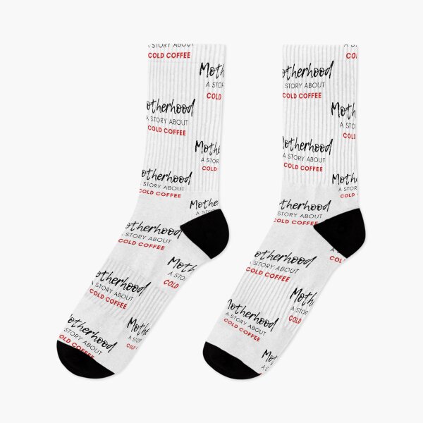 Item preview, Motherhood. A Story About Cold Coffee. Funny Mom Coffee Lover Saying. Black and Red designed and sold by That Cheeky Tee.