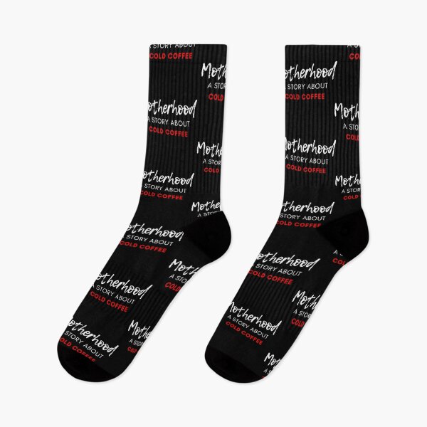 Item preview, Motherhood. A Story About Cold Coffee. Funny Mom Coffee Lover Saying. White and Red designed and sold by That Cheeky Tee.
