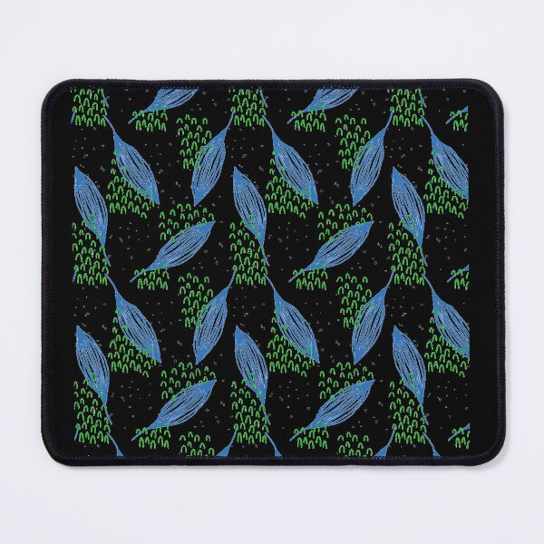 Item preview, Blue Leafs and Green Grass On Black designed and sold by Namsus-Printing.