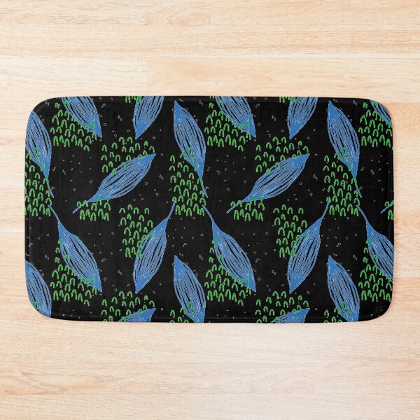 Item preview, Blue Leafs and Green Grass On Black designed and sold by Namsus-Printing.