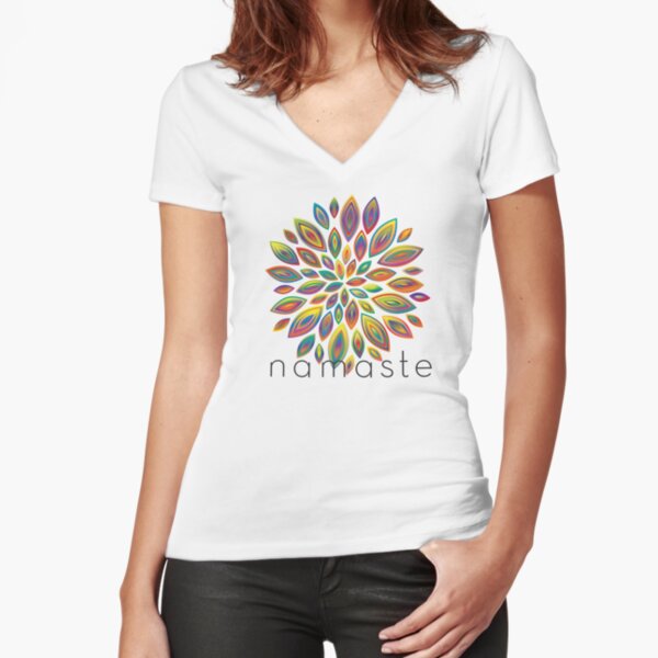 Namaste Flower Fitted V-Neck T-Shirt