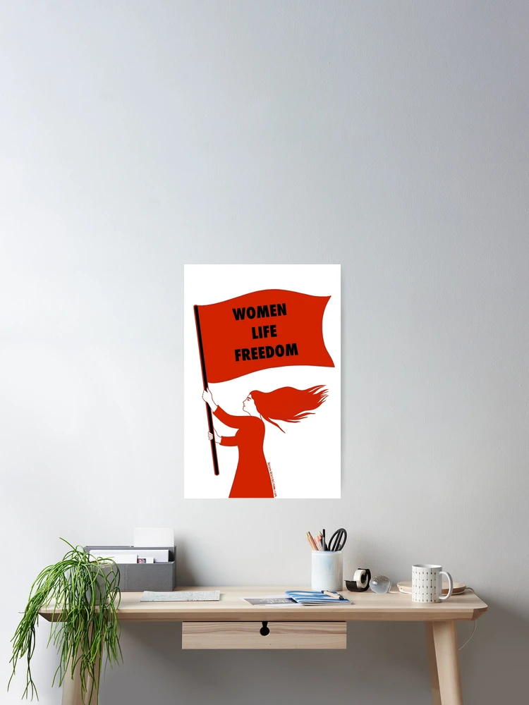Imagen 2 de 3, Póster con la obra Mujer Vida Libertad, diseñada y vendida por Roshi-R.