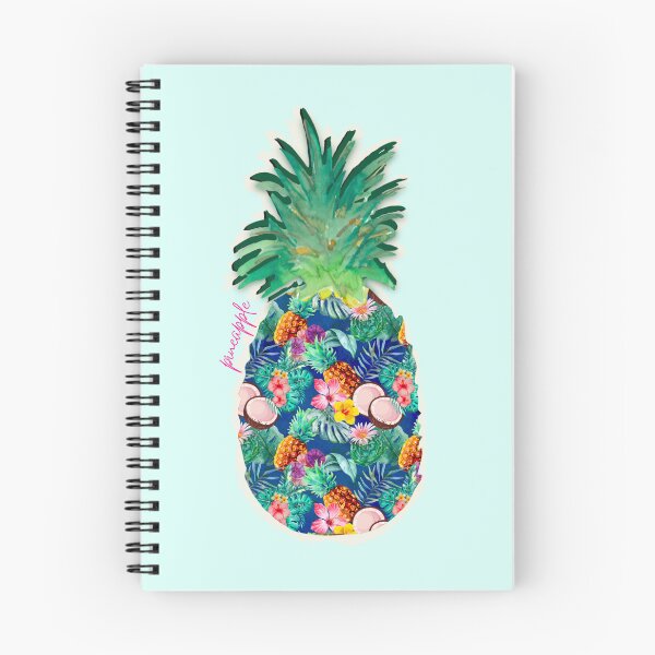 Item preview, Tropical pineapple exotic botanical illustration, coconuts, pineapples, floral tropical fruits,botanical pattern, blue fruit pattern designed and sold by ZeinabTaha.