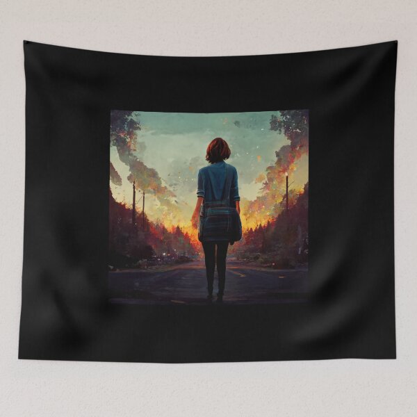 Item preview, Life is Strange style, Max infront of burning Arcadia bay - AI Art designed and sold by Vocky5.