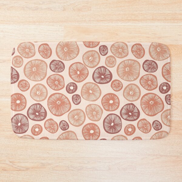 Item preview, Mushrooms caps hand drawn linocut seamless pattern designed and sold by Kizuneko.