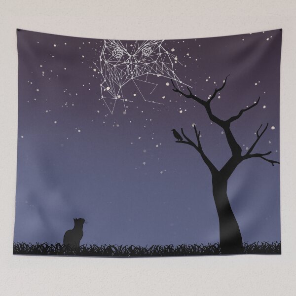 Item preview, A CAT AND AN OWL a STARRY SKY SPOOKY SEASON CONSTELLATION an owl and a cat designed and sold by JadedVintage.