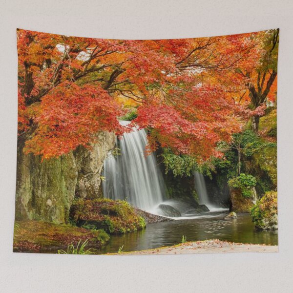 Item preview, Beautiful waterfall inside the autumn forest designed and sold by Durgaa D.