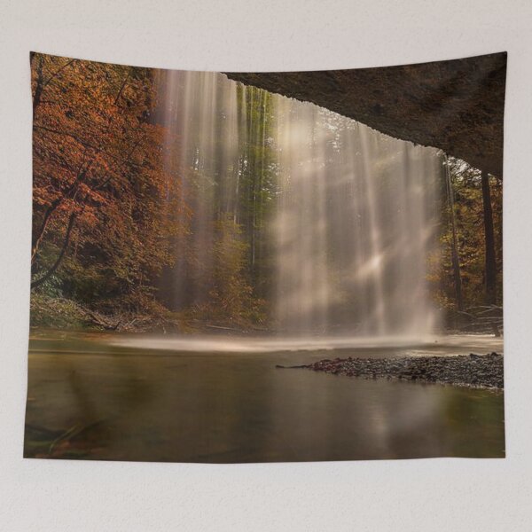 Item preview, Beautiful waterfall inside the autumn forest designed and sold by Durgaa D.