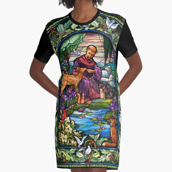 St. Francis Glasmalerei T-Shirt Kleid