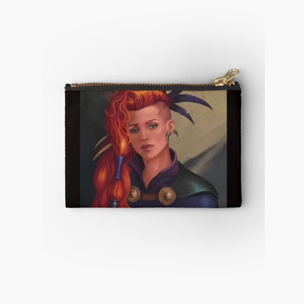 Item preview, Redheaded young woman with fanged ear piercings and leather cape designed and sold by MonstersofRoll.