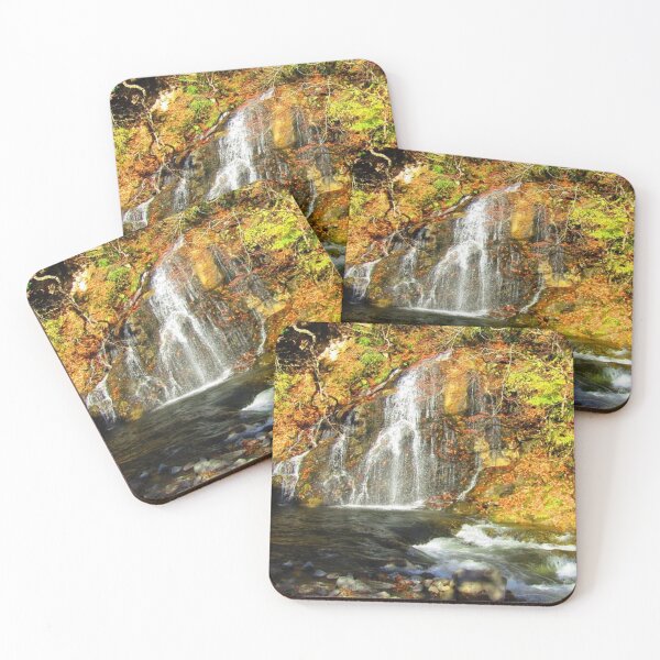 Item preview, Beautiful waterfall inside autumn forest  designed and sold by Durgaa D.
