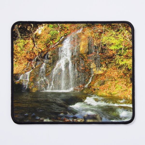 Item preview, Beautiful waterfall inside autumn forest  designed and sold by Durgaa D.