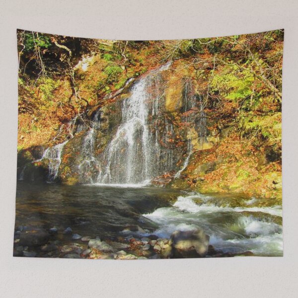 Item preview, Beautiful waterfall inside autumn forest  designed and sold by Durgaa D.