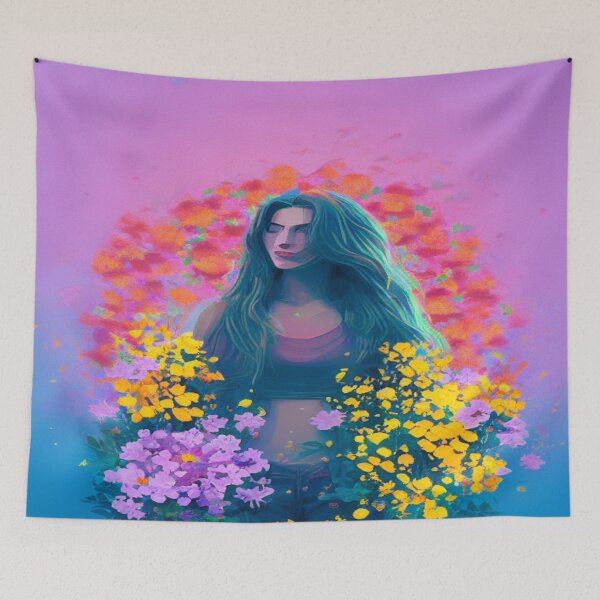 Item preview, Woman guarded by flowers designed and sold by TravelingOak.