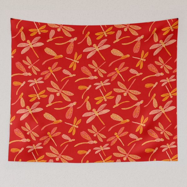Item preview, Dragonflies & Damselflies Pattern - Autumn Fire Palette & Rosso Corsa designed and sold by EcoElsa.