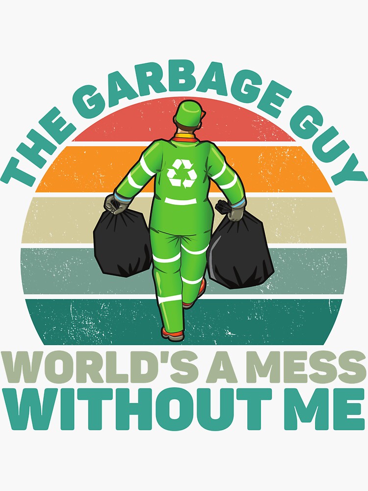 "Retro Trash Collector Garbage Guy Jokes" Sticker for Sale by