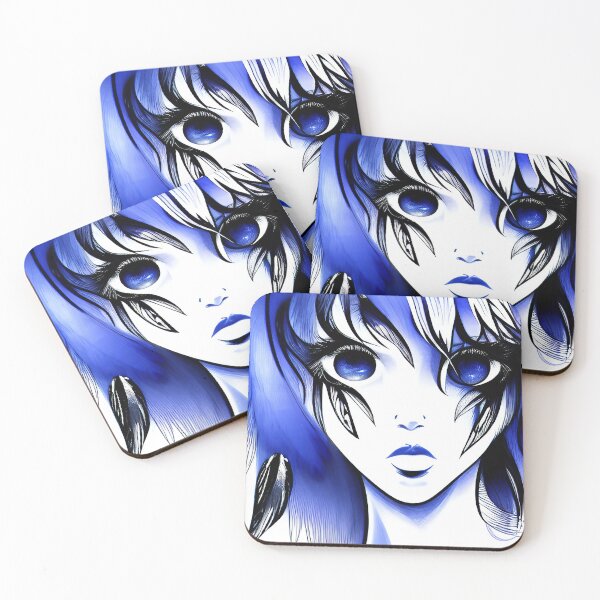 Item preview, Anime Blue Eyed Woman Feathers designed and sold by deniselynnimage.