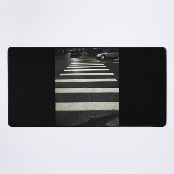 #Zebra #crossing, New York, #Manhattan, #Brooklyn, New York City, architecture, street, building, tree, car,   Desk Mat