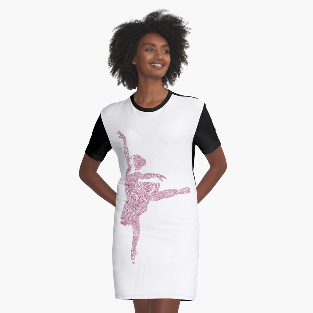 Ballet Dance - Designer Art Graphic T-Shirt Dress