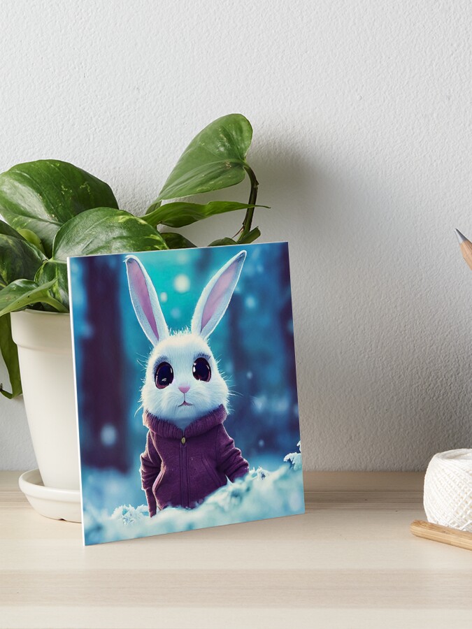 Premium Photo  A watercolor drawing of a bunny with big eyes.