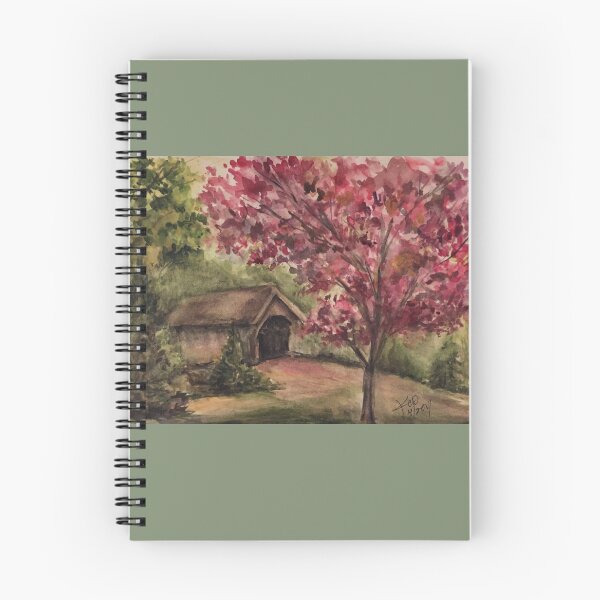 Item preview, covered bridge in autumn designed and sold by paintingsbyk.